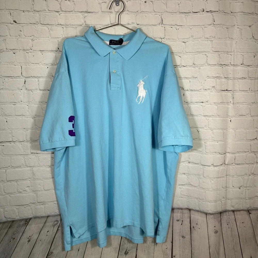 Polo Ralph Lauren Big Pony Polo Shirt Light Blue Mens 4XLT Tall Big & Tall